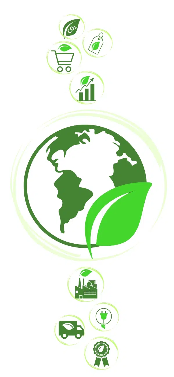 mappemonde et icones achats responsables