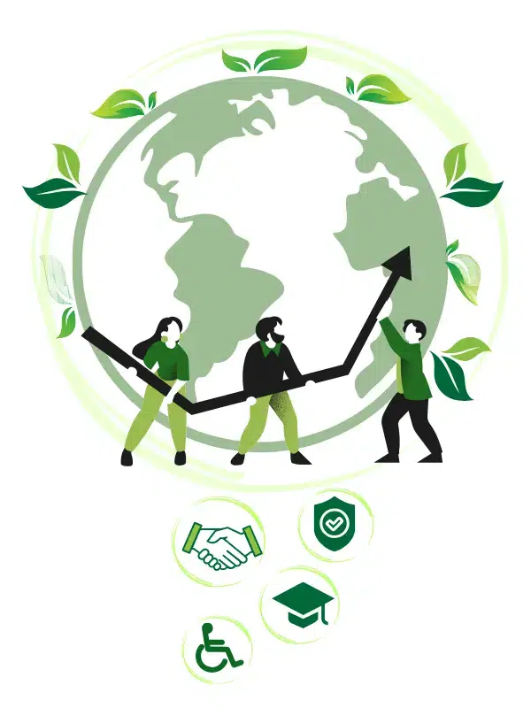 mappemonde et icones engagement social