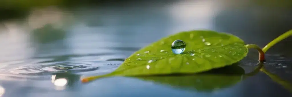 Feuille verte posée sur l'eau