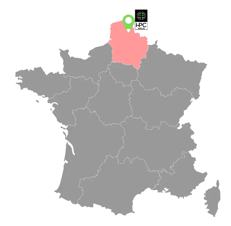 Carte de localisation HPC-ADLIS sans le nord de la France