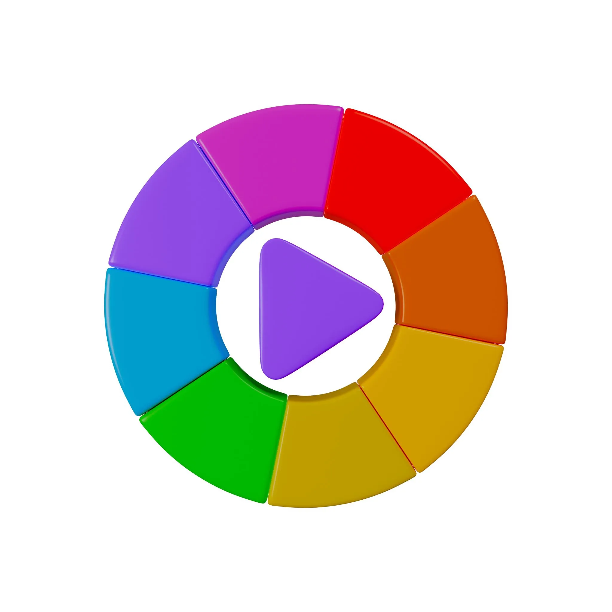 cercle composé de couleurs différentes et un triangle violet au centre