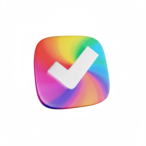 icone multicolore avec coche blanche