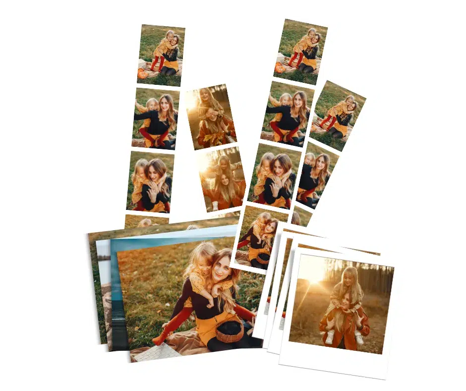 Différents types de photos polaroid, photomaton, carrées, classiques