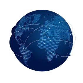 globe terrestre bleu avec lignes de connexion de livraison